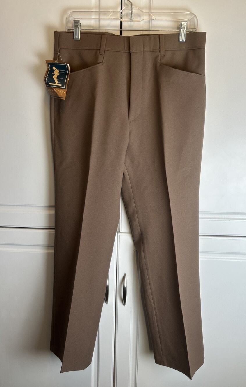 Levi’s Action Slacks Men’s 34x30 Brown Dacron Polyester USA NOS Vintage